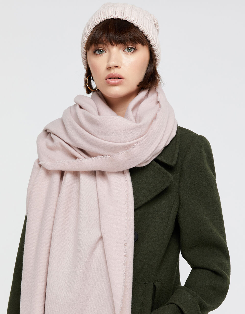 Wells Supersoft Blanket Scarf Pale Pink Blanket scarves Accessorize UK