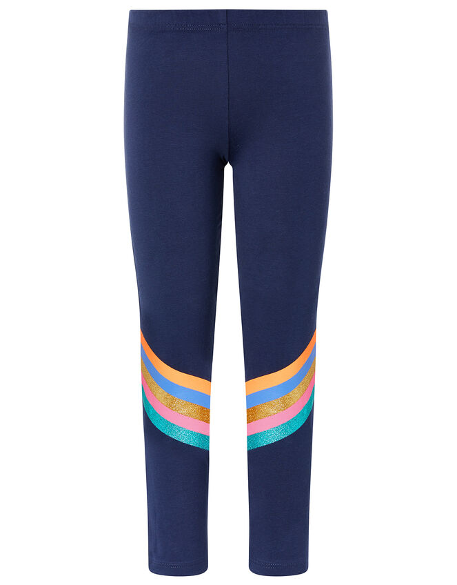 Glittery Stripe Leggings, Blue (NAVY), large