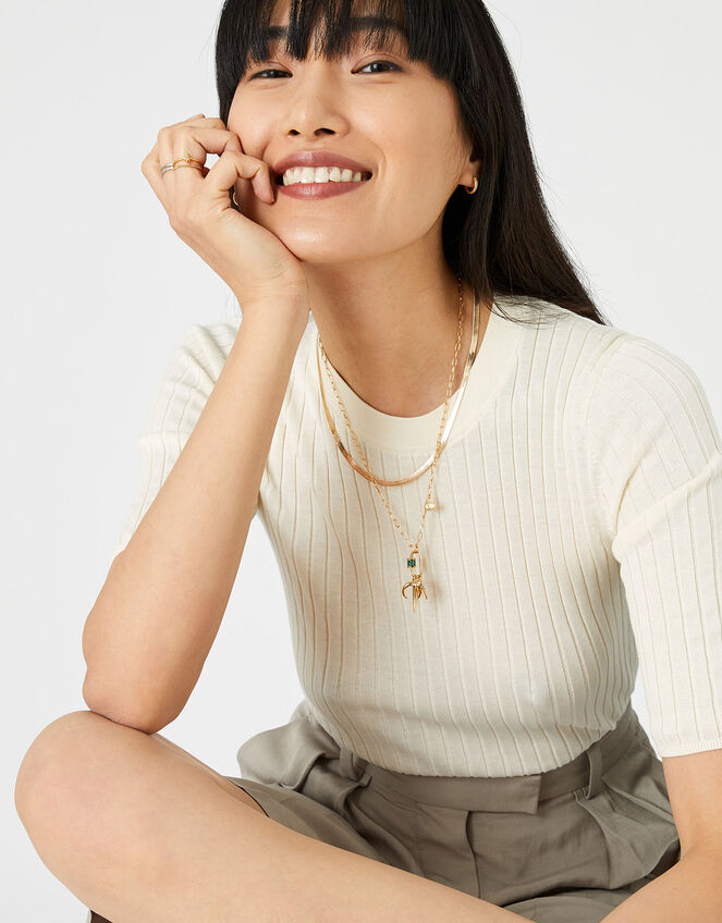 Gold-Plated Charmy Trinket Necklace, , large