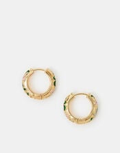 Enamel Floral Hoop Earrings, , large