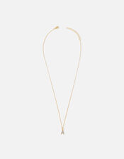 Gold Vermeil White Topaz Initial Necklace , Gold (GOLD), large
