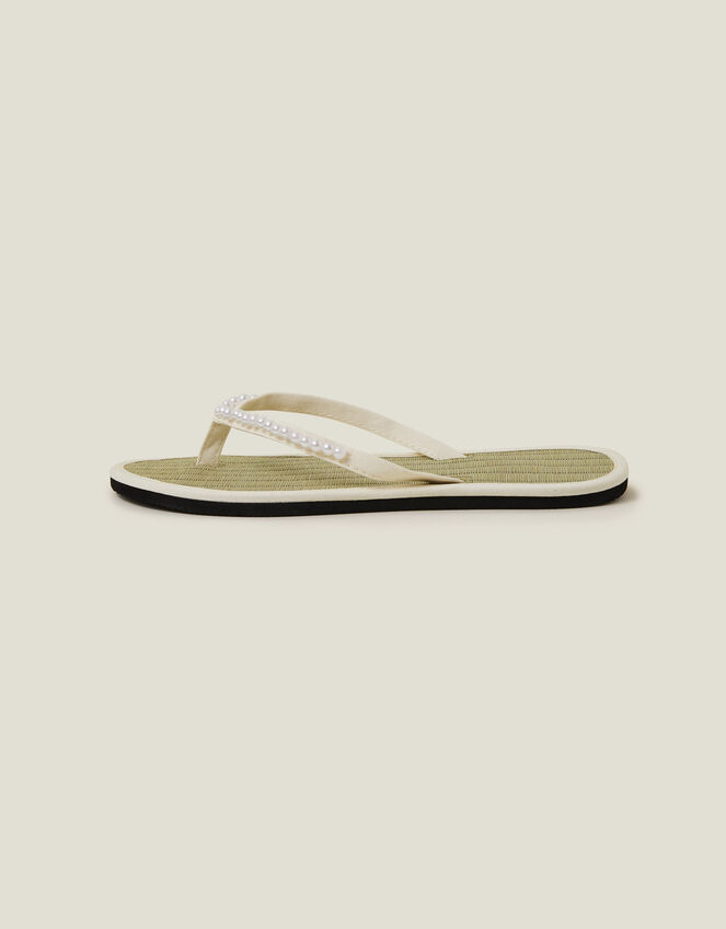 Pearl Seagrass Flip Flops, Cream (CREAM), large