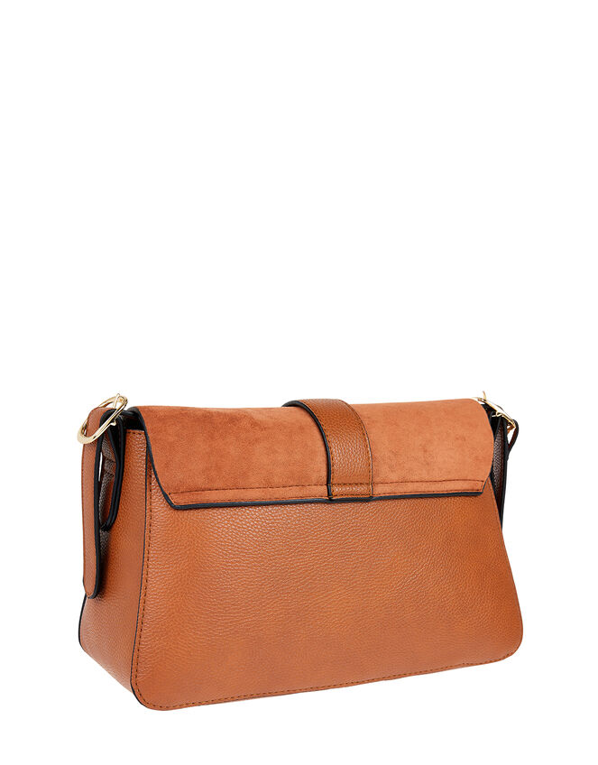 Millie Vegan Faux Padlock Shoulder Bag, Tan (TAN), large