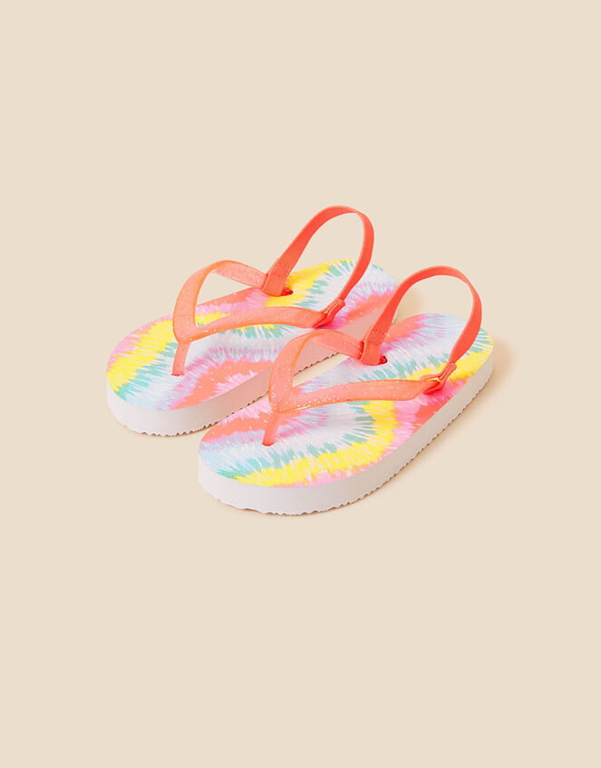 Girls Tie Dye Print Flip Flops , Multi (BRIGHTS-MULTI), large