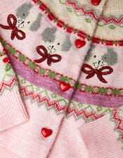 Girls Dog Fair Isle Cardigan, Multi (PASTEL MULTI), large