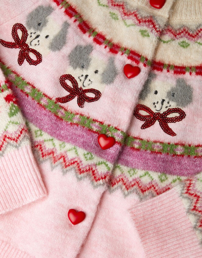 Girls Dog Fair Isle Cardigan, Multi (PASTEL MULTI), large
