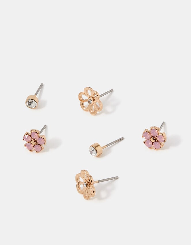 3-Pack Flower Stud Earrings, , large