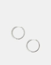 Diamant&eacute; Hoop Earrings, Silver (SILVER), large