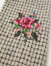 Floral Check Print Blanket Scarf, , large