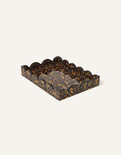 Tortoiseshell Medium Wooden Tray with Scalloped Edge, , large