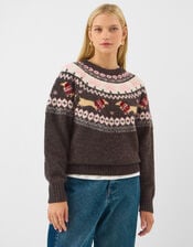 Sausage Dog Christmas Jumper, Brown (BROWN), large