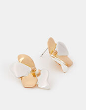 Mixed Metal Flower Stud Earrings, , large