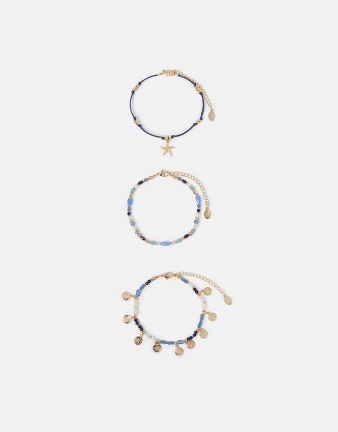 3-Pack Charm Beaded Anklets, , large