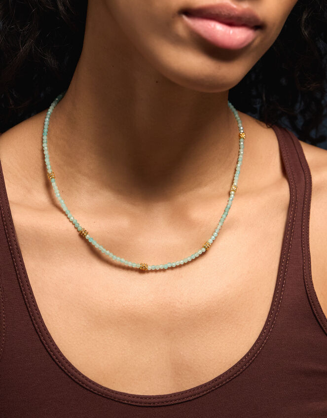 14ct Gold-Plated Quartz Beaded Necklace, , large