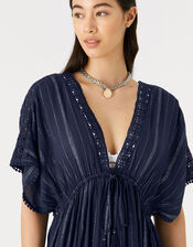 Stripe Kaftan in LENZING™ ECOVERO™, Blue (NAVY), large