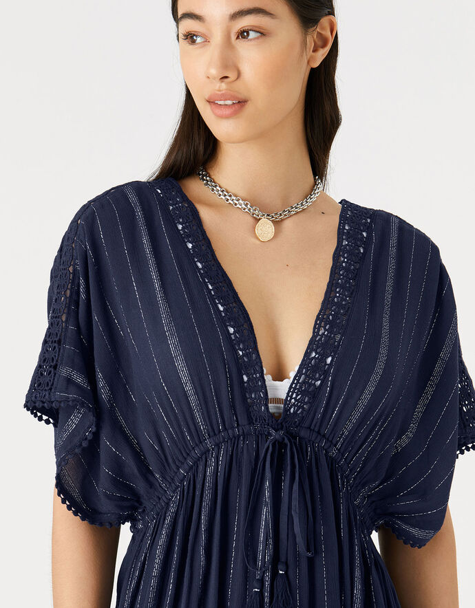 Stripe Kaftan in LENZING™ ECOVERO™ Blue Beach kaftans, Cover Ups