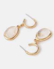 Resin Stone Drop Hoop Earrings, , large
