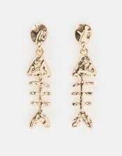 Molten Fish Bone Drop Earrings, , large