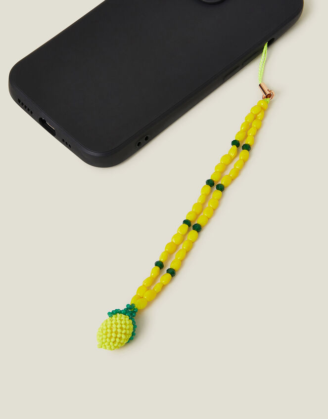Beaded Lemon Phone Charm Yellow, , large