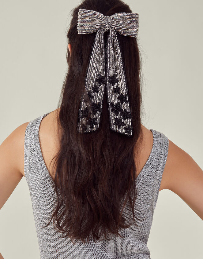 Diamante Star Bow Hair Clip, , large