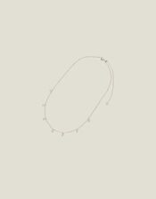 Sterling Silver Crystal Station Necklace, , large