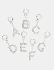 Diamant&eacute; Initial Bag Charm, Silver (SILVER), large