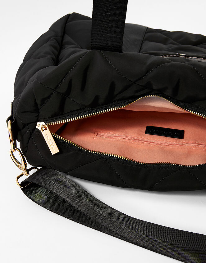 Becca Quilted Gym Bag, Black (BLACK), large