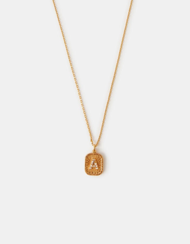 14ct Gold-Plated Initial Tag Pendant Necklace, Gold (GOLD), large