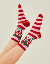 Fa La La Christmas Socks, Red (RED), large