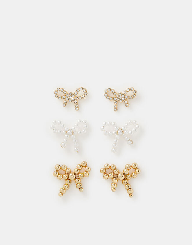 3-Pack Bow Stud Earrings, , large
