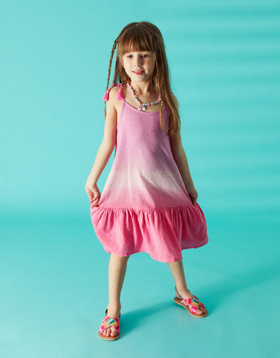 Girls Ombre Tiered Hem Dress, Pink (PINK), large