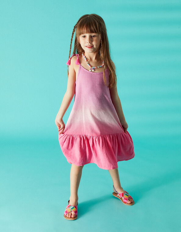 Girls Ombre Tiered Hem Dress, Pink (PINK), large