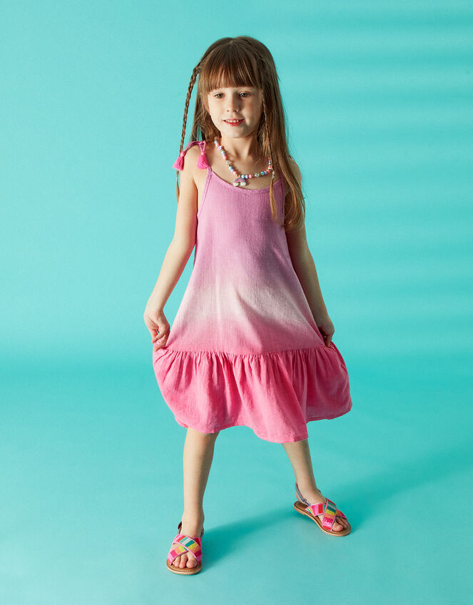Girls Ombre Tiered Hem Dress, Pink (PINK), large