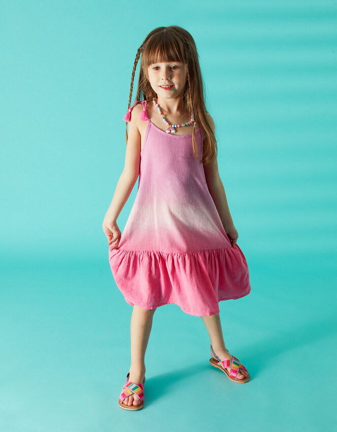 Kids Ombre Tiered Hem Dress, Pink (PINK), large