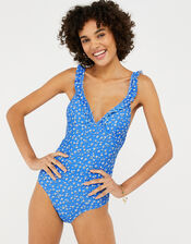 Shadow Floral Shaping Swimsuit, Blue (BLUE), large