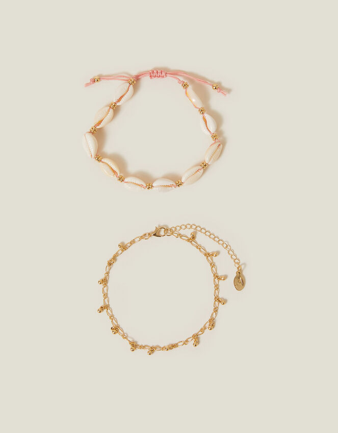 2-Pack Shell Charm Anklets, , large
