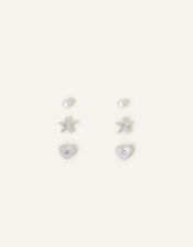 Heart Stud Earrings Set of Three, , large