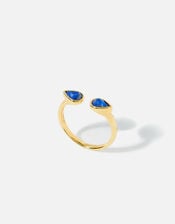 Gold-Plated Lapis Lazuli Healing Stone Ring, Blue (NAVY), large