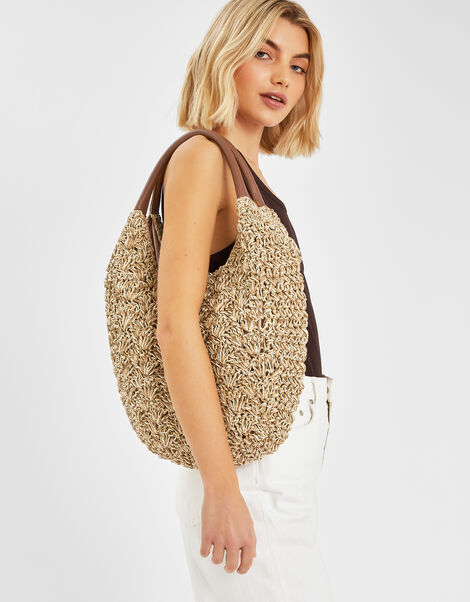 Raffia Scoop Shoulder Bag, , large