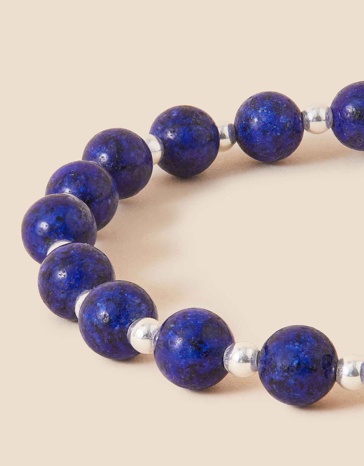 Sterling Silver Lapis Lazuli Beaded Bracelet