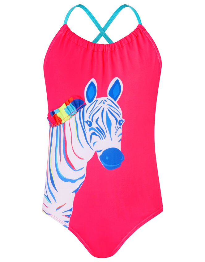 Zoe Zebra Colourful Swimsuit with Recycled Polyester, Multi (BRIGHTS-MULTI), large