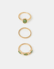 3-Pack Gemstone Rings, Green (GREEN), large