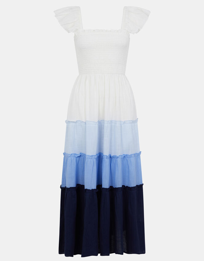Colour Block Frill Maxi Dress, Blue (BLUE), large