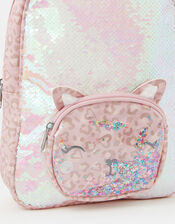 Girls Sequin Cat Backpack, , large