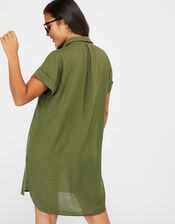 Beach Shirt Dress in LENZING™ ECOVERO™, Green (KHAKI), large