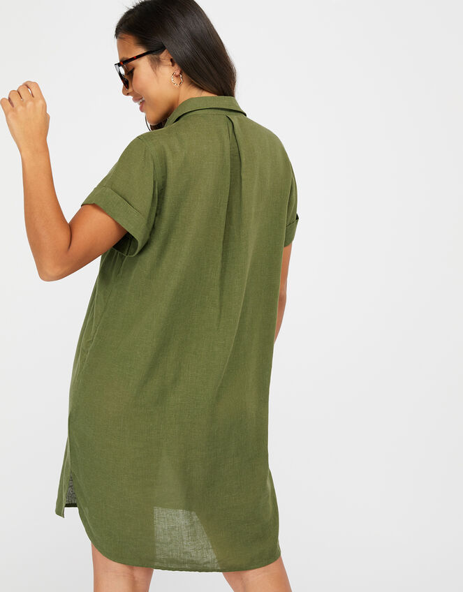 Beach Shirt Dress in LENZING™ ECOVERO™, Green (KHAKI), large