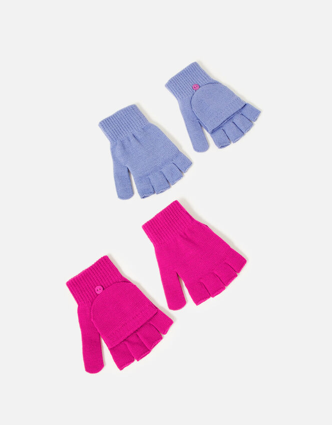 Girls Plain Capped Glove Set, Multi (BRIGHTS-MULTI), large