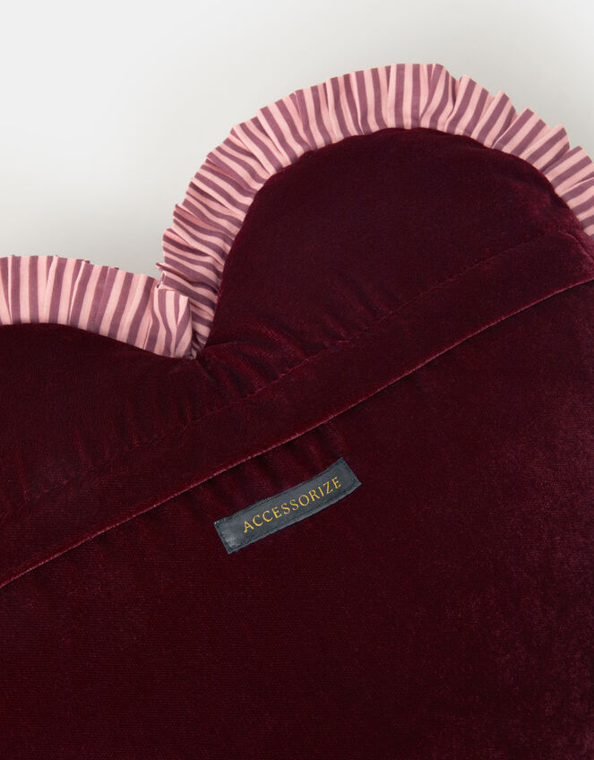 Frill Velvet Heart Cushion, , large