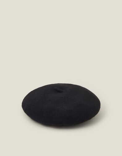 Heart Wool Beret, Black (BLACK), large