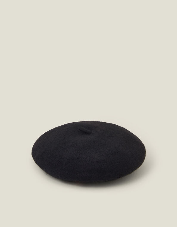 Heart Wool Beret, Black (BLACK), large